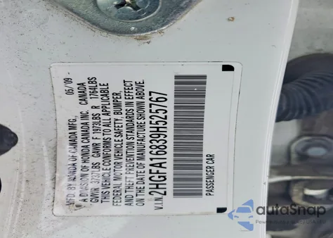 2009 Honda Civic Ex z USA, uszkodzony, nr VIN 2HGFA16839H525767